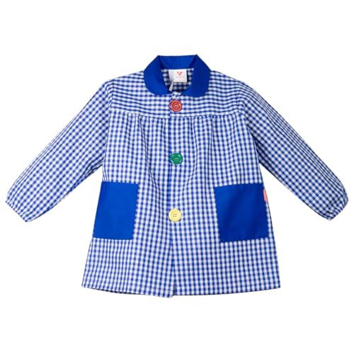 KLOTTZ K901 - Babi colegio cuadros. Bata escolar y manualidades. niños color: AZUL talla: 3A