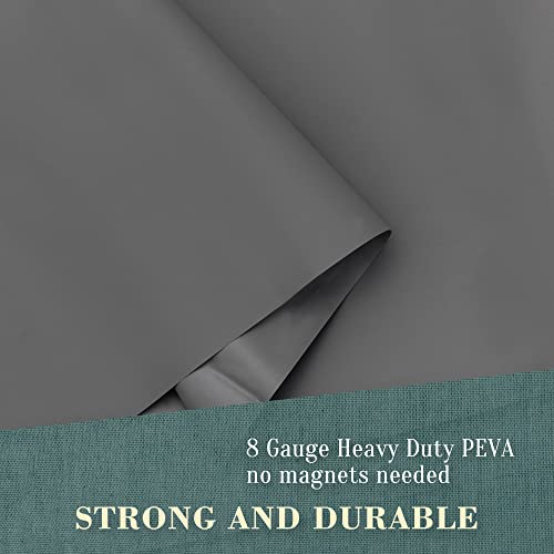 Image of No Hook PEVA Shower Curtain or Liner - 8G Heavy Duty Grey Bathroom Shower Curtain No Hooks Required, Waterproof Plastic & PVC Free, Standard Size 71 x 74, Dark Gray
