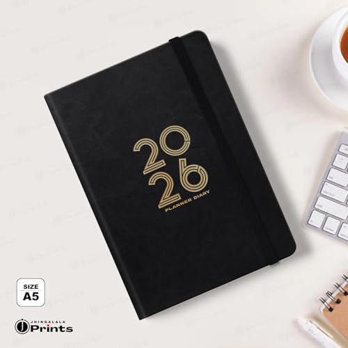 Image of Jhingalala Diaries - Hard Bound Leather Cover 2026 Diary with 365 Dates I Daily Planner Diary 2026 With Calendar | Size A5 15x21 cms (Black)