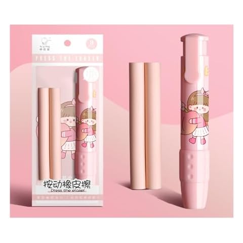 1 shell, 2 cores Pencil erasers erasers for Kids Cute Cartoon Clean and Stretchable, School Supplies Classroom Must Haves (pink) Cover