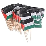 VINTORKY パレスチナ国旗つまようじ デザートフルーツピック 木製100個 耐摩耗性 国旗デコレーション パーティー装飾 フルーツケーキ前菜用