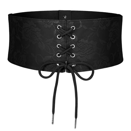 SUOSDEY Corset Belt for Women, Lace Wide Waist Belt for Dress Cinch Belt