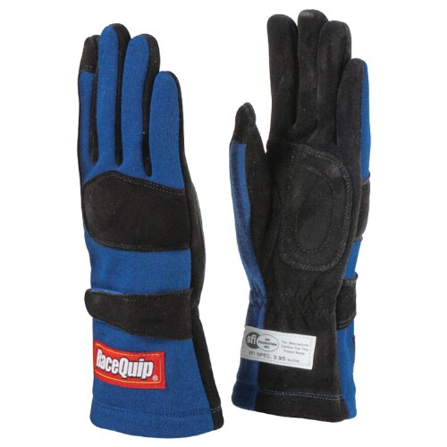 RaceQuip 355025 355 Series Large Blue SFI 3.3/5 Two Layer Racing Gloves