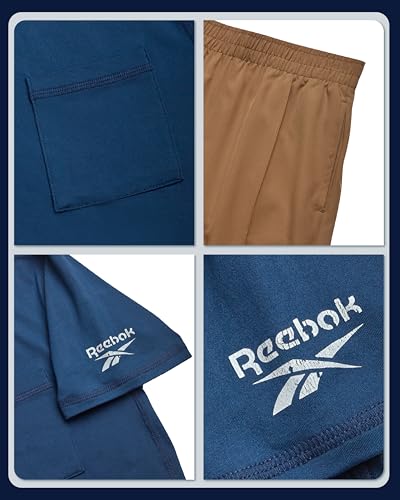 Reebok Boys Pants Set - 2 Piece Athletic Performance Short Sleeve T-Shirt and Woven Hybrid Tech Boys Joggers Activewear Set, Size 8, Dark Blue