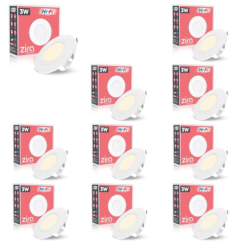 Image of elleys' ZIRA 3W LED Down Light (Warm White Light) Round Recessed Ceiling LED Light | Cut Out- 45 mm | BIS Certified & 4KV Surge Protection pop Lights for Ceiling (3W, Pack of 10)