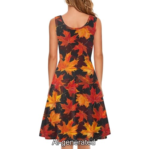 Image of Dreaweet Casual Sleeveless Dresses for Women Girls, Round Neck Tank Dresses with Pockets Summer Sundress Size XS-4XL