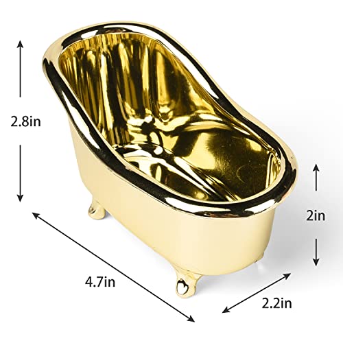 Yijiajie Bathtub Bathroom Accessories (2Pack) Small Miniature Bath Tub Used As Decorations Makeup Holder Bathtub Soap Dish Holder And Storage Box Made Of Plastic Gold Plating For Birthday Gift #TOP5