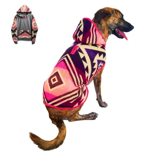 SCENEREAL Hundepullover Mit Schneeflocken – Größe L, Rot/grün, Weihnachtlich & Warm Mit Leinenloch
