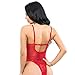 GAGAOPT Women’s Sexy Applique Lace Corset Lingerie, Teddy Underwear as Valentine Gifts for Her, Casual One-Piece Mesh Bodysuit for Relaxing Occasions. Red, Plus Size, S-4XL