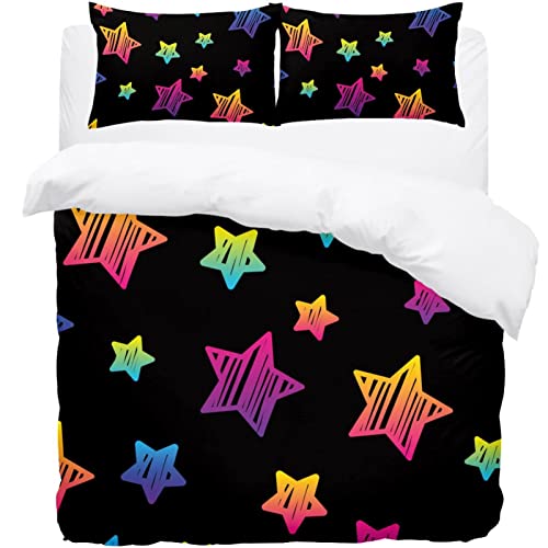 Parure de lit étoiles dessinées à la main ensemble multicolore chic