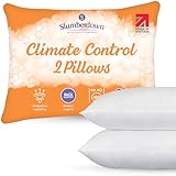 Slumberdown Climate Control Pillows 2 Pack - Breathable & Climate-Adaptive Medium Support Pillow for Back & Hot Sleepers | UK-Made, Non-Allergenic, Washable (48 x 74cm)