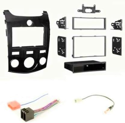 Car Stereo Dash Mount Kit Wire Harness and Antenna Adapter Combo to Install a Single or Double Din Size Aftermarket Radio for 2010 2011 2012 2013 Kia Forte w/Manual Climate Controls and No Factory NAV