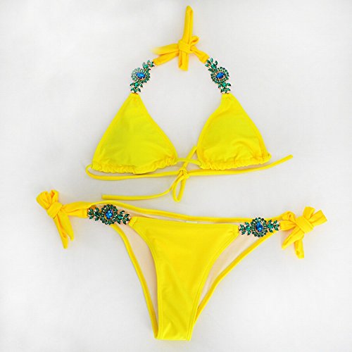 Bikini split couleur unie maillot de bain galbant et sexy taille M