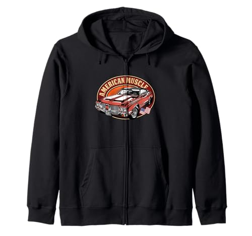 American Muscle Car Vintage Retro Emblème Old School Car Fans Sweat à Capuche