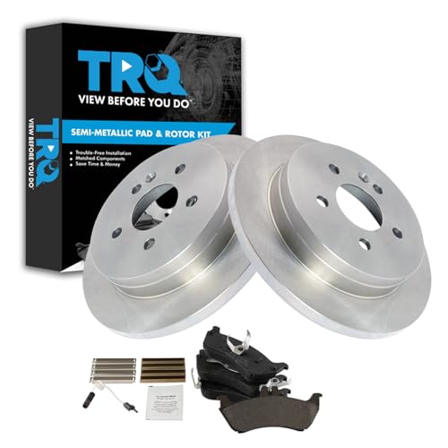 Image of TRQ Rear Brake Pad and Rotor Set Semi Metallic Solid Rotors