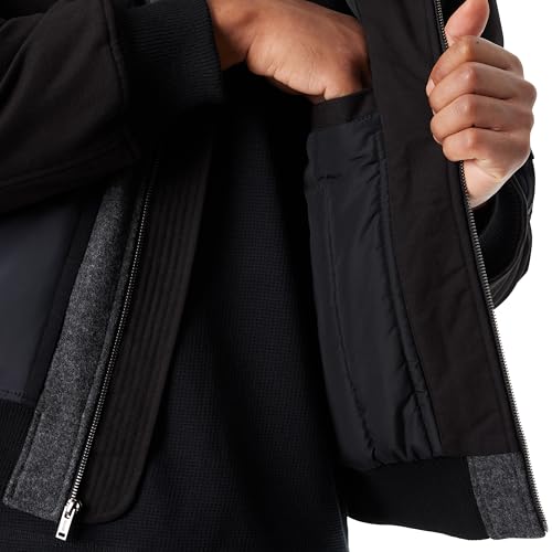 Image of BASS OUTDOOR Men's Hero Mix Media Zip Up Front Bomber Jacket With Sleeve Pocket Standard