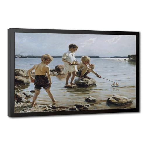 Toile garçons jouant Albert Edelfelt pour la décoration murale de votre bureau