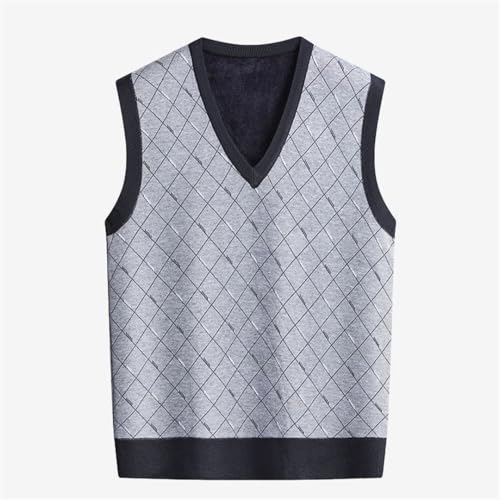 Men's Turtleneck Sleeveless Knit Vest Plaid Fleece Lining Zipper Computer Knitted Pullover4