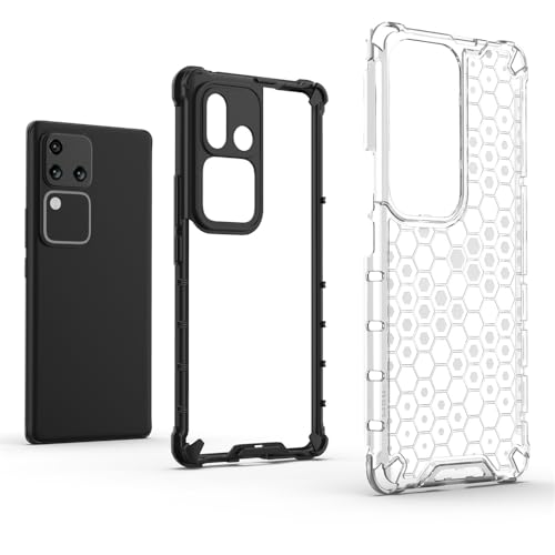 Image of Lustree TPU Honey Comb Armor Shock Proof Back Cover for for vivo V30 / VIVO V30 Pro- Transparent