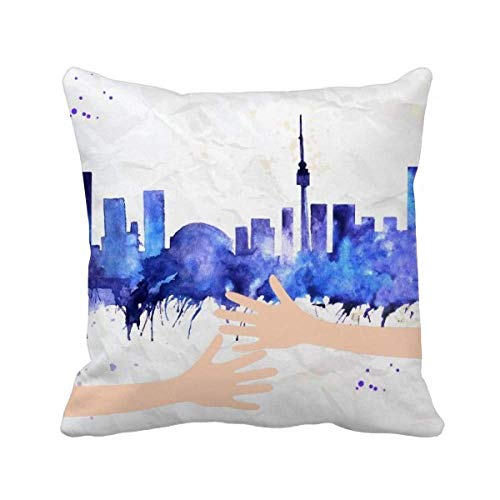 Coussin de Couvrir Canada Bleue au Design Aquarelle Unique - 2