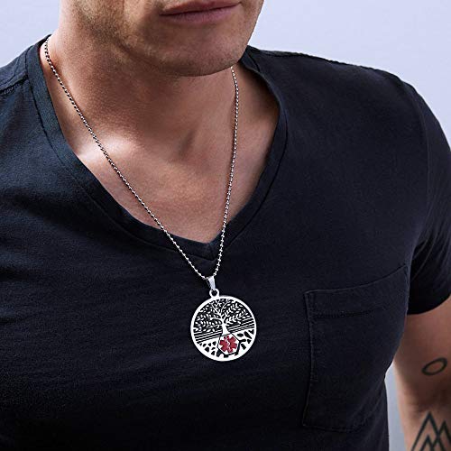 RENYILIN Stainless steel tree of life medical alert ID emergency first aid necklace2
