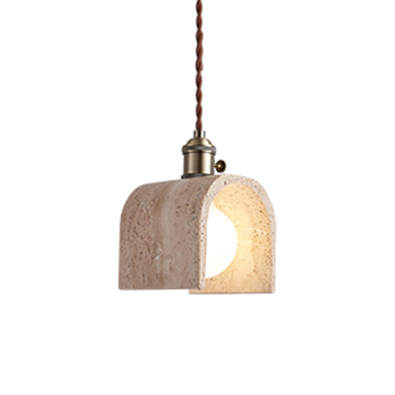 MTNROO Yellow Travertine Hanging Light Bedroom Bedside E27 Base Pendant Lamp Vintage with Adjustable Cord Ceiling Lighting Fixture Restaurants Decoration Chandelier for Indoor Commercial