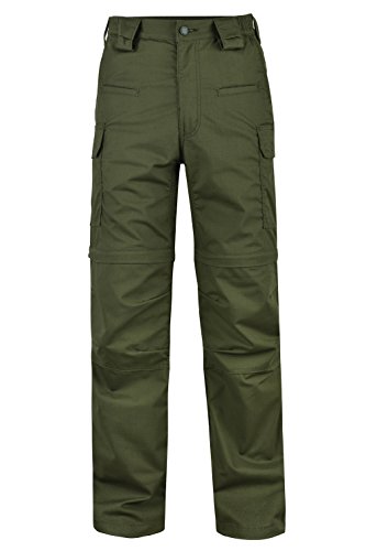 HARD LAND Hommes Pantalon Convertible Imperméable Ripstop Zipoff Pantalon Extérieur Randonnée Camping Téflon Pantalon Tactique (30W×32L, Vert Olive) Cover