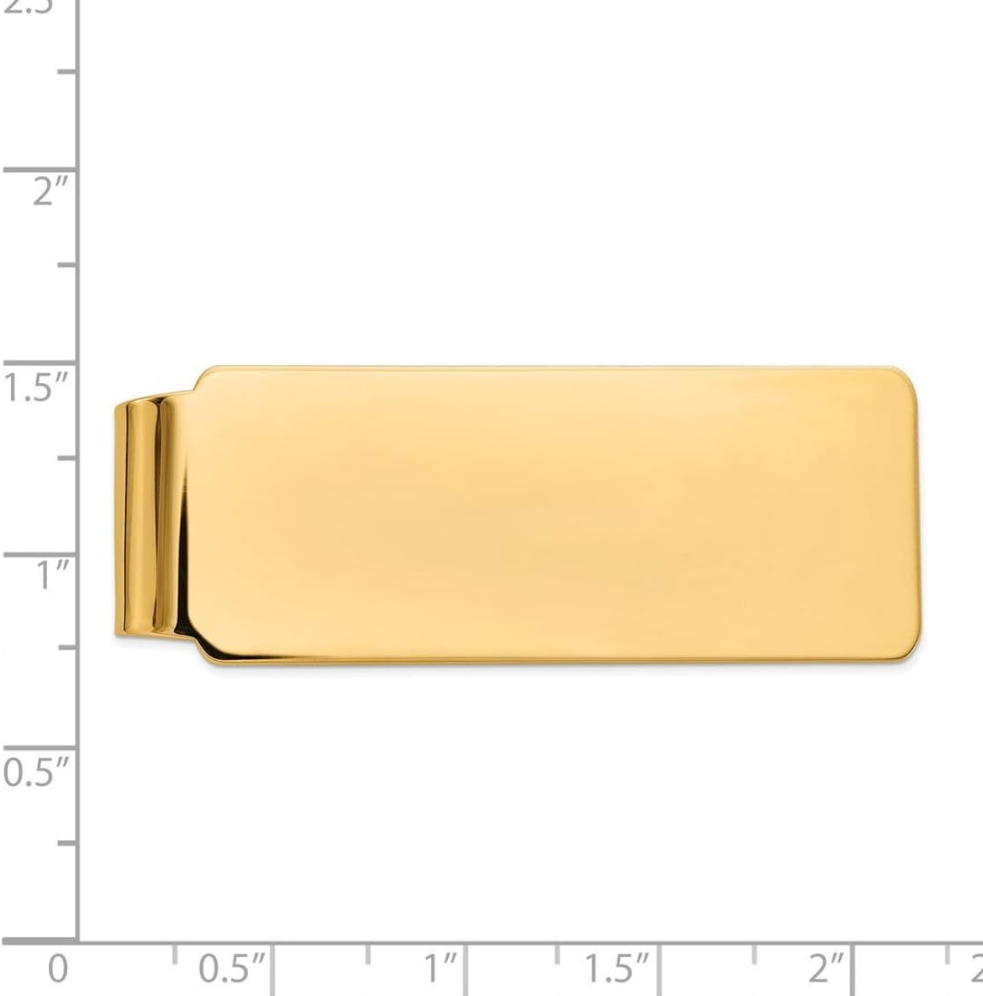 JewelryWeb 14k Solid Yellow Gold Polished Money Clip 52x20mm Wide Money Clip for Men