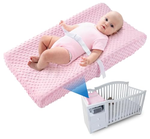 LOONAH Compact Small Changing Pad with Cover - 27' X 16' Contoured Baby Diaper Changing Pad for...