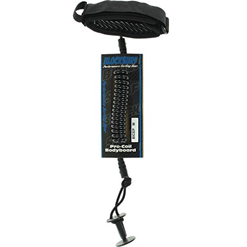 Blocksurf Pro Coiled Bicep Black Bodyboard Leash