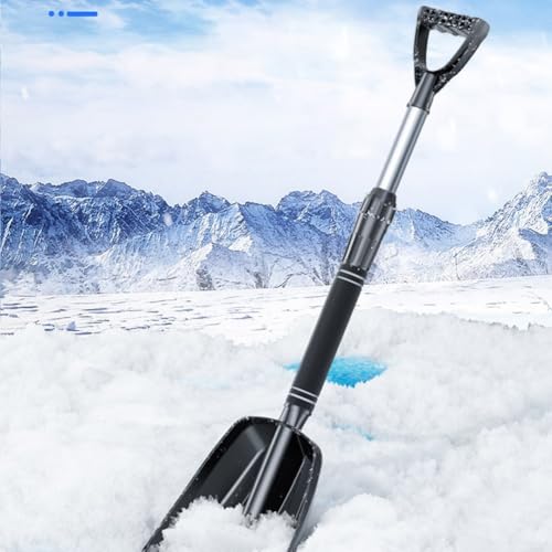 Gdfnmogo Pala de nieve resistente con mango ajustable de 71 a 86 cm, hoja de gran capacidad para una eliminación eficiente de la nieve, ABS reforzado y construcción de aleación de aluminio