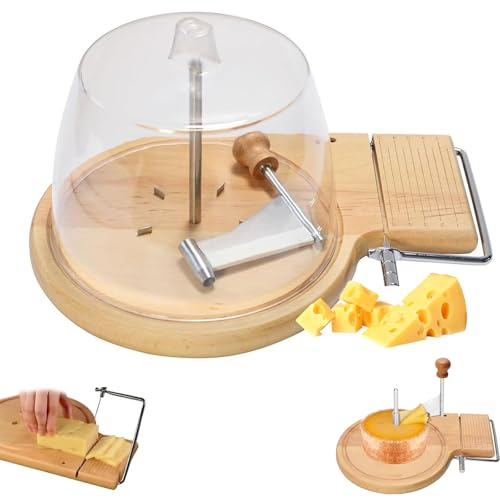 Rallador Giratorio De Queso De Madera De Haya, Con Rueda De Acero Inoxidable, Rallador De Madera Para Quesos Duros Y Blandos Con Grosor Ajustable, Para Tête De Moine, Girolle, Máquina Para R With lid