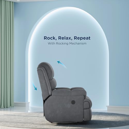 The Sleep Company Luxe Motorised Recliner Sofa | Recline, Rock, Revolve | Patented SmartGRID Technology | German Engineered Mechanism | 1 Seater - Superior Seat Comfort | Grey | Free Installation