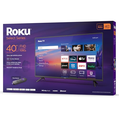 Roku Smart TV 2025 – 40-Inch Select Series, 1080p Full HD TV – RokuTV with Voice Remote – Flat...