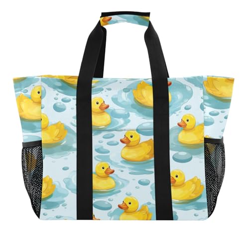 Cute Rubber Ducks Blue Foldable Travel Duffel Bag for Men Women Waterproof Weekender Overnight Carry On Tote Bag with Comfortable Handle Luggage Bag for Airplane Business Trips Sport Hospital2