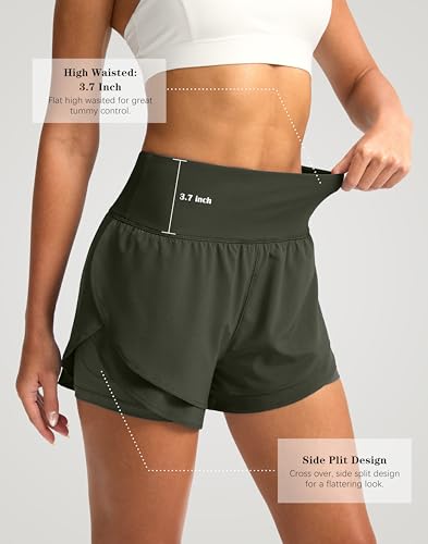Santiny Women'S 2 In 1 Running Shorts With Pockets 3 Inch High Waisted Exercise Workout Athletic Shorts For Women With Liner thumb #4