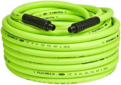 Flexzilla Air Hose, 1/2 in. x 100 ft., 3/8 in. MNPT Fittings, Heavy Duty, Lightweight, Hybrid, ZillaGreen - HFZ12100YW3