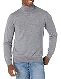 Amazon Brand - Goodthreads Men's Lightweight Merino Wool/Acrylic Turtleneck Sweater, Heather Grey Large