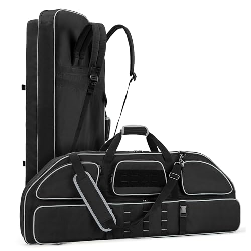 Smasrob Padded Soft Bow Case with Arrow Pocket, Compound Bow Bag with Backpack and Shoulder Strap for Range or Hunting Trip, Black