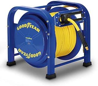 Goodyear Air Hose Reel Retractable 9.5mm x 30m 20BAR Max SBR Rubber Hose Heavy Duty Portable Quad Pod Industrial Steel Construction