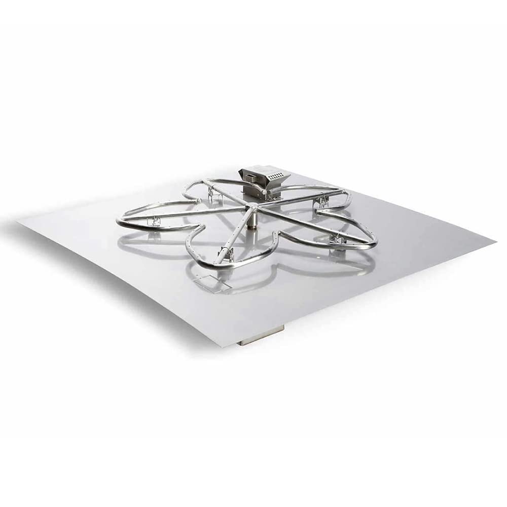 HPC Fire Hi/Lo Electronic Ignition Fire Pit Kit (24FSSEI-SQ-HI-LO-NG-120VAC), Natural Gas, 24x24-Inch Flat Pan