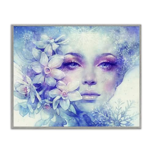 'Detailed Woman Purple Makeup Floral Bouquet'| Framed Giclee Art