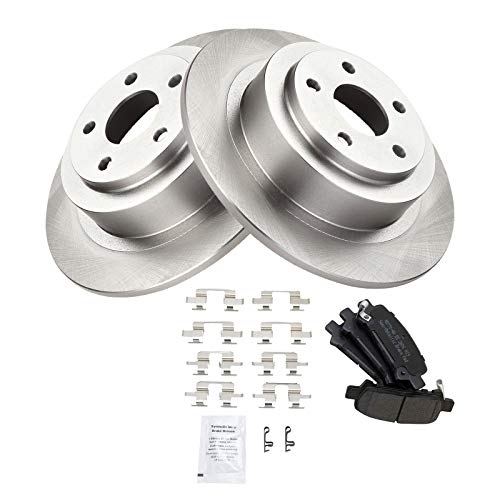 Image of TRQ Rear Brake Pad and Rotor Set Semi Metallic Vented Rotors | For 2003-2006 Subaru Baja 2000-2004 Legacy 2000-2004 Outback