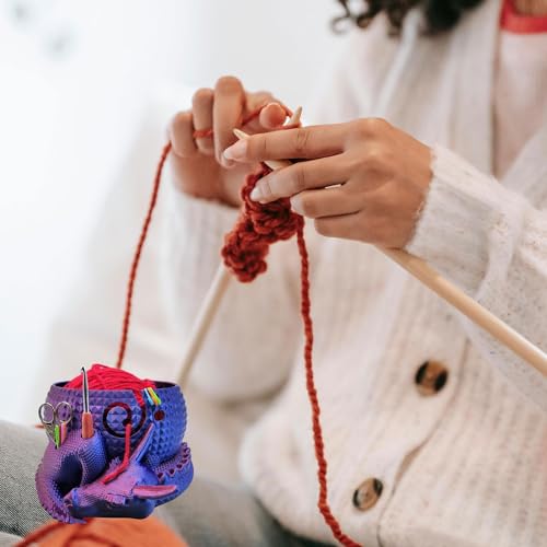 Image of TTPZNIGF Fantasy Dragon and Egg Yarn Bowl Or Crochet Bowl，Yarn Storage Organizer Crochet Bowl,Dragon Yarn Bowls for Crocheting, Knitting Accessories Organizer Gifts., Purple