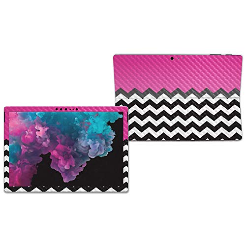 Image of MightySkins Carbon Fiber Skin for Microsoft Surface Pro 6 - Hot Pink Chevron | Protective, Durable Textured Carbon Fiber Finish | Easy to Apply, Remove, and Change Styles | Made in The USA