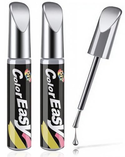 TPZORJX 2 Pezzi Penna Ritocco Carrozzeria,12ml Penna per Ritocco Auto,Rimuovi Graffi Auto,Pennarello Copri Graffi Auto,Penna per Riparazione Graffi Auto, Riparazione Graffi(Argento)
