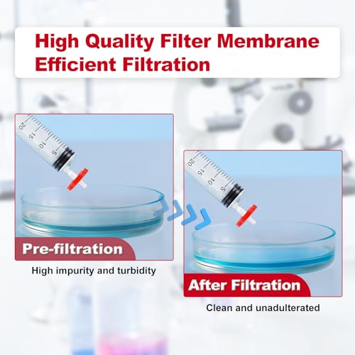 Image of Syringe Filter Hydrophobic PTFE, 25mm 0.22um, Non-Sterile, 100Pcs | Syringe Lab Filter, Hydrophobic PTFE, Non-Sterile Needle Filter, Lab Filtration, Barreled Packed Laboratory School Science