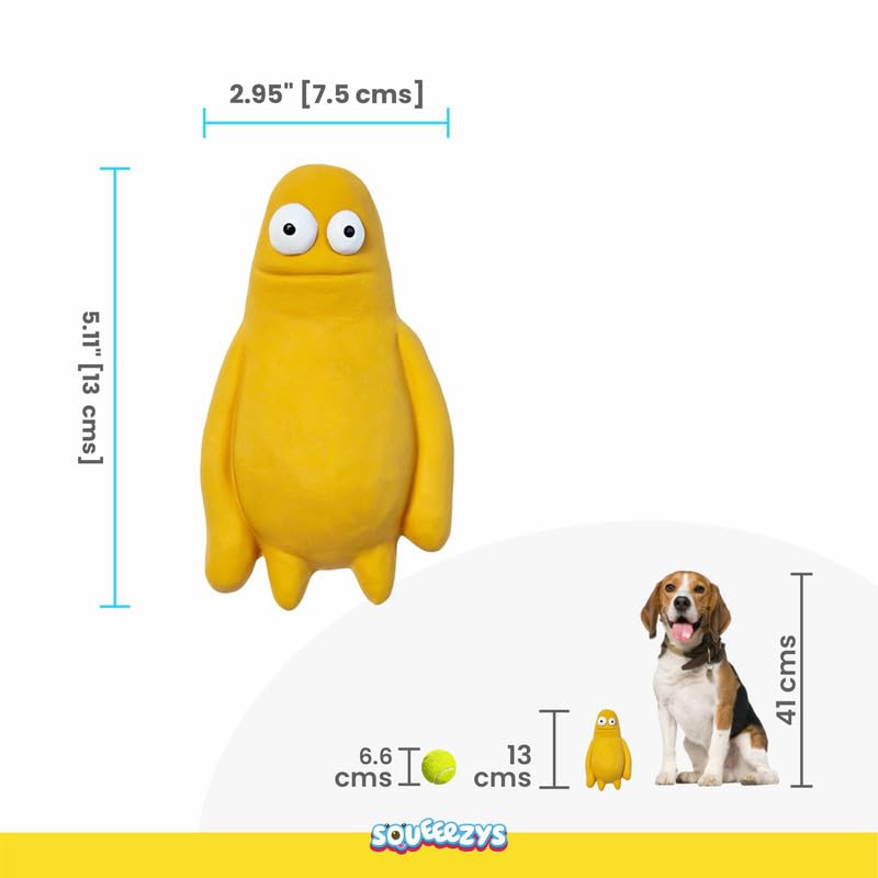 Image of Monster Brother Yellow + Banana Dog - Toy Set, Squeaky Toys for Dogs, Latex Dog Toys for Medium Dogs (0-20kgs) - Yellow