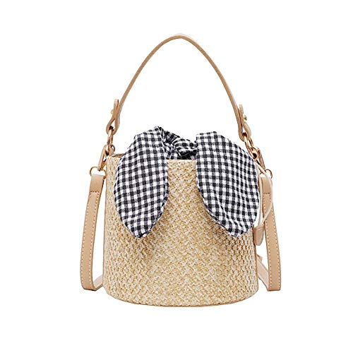 Dedeka Borsa a Secchiello in Paglia Intrecciata per Donna, Borsa a Tracolla con Tracolla Piccola a Tracolla,Supporto con Tasche e Striscia per Il Trasporto, Borsa alla Moda