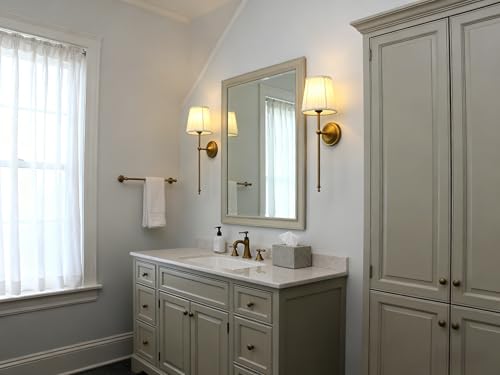 Image of Phansthy Hardwired Brass Boho Wall Sconces Set of 2, Vintage Industrial Wall Lights 2 Pack, Vanity Light Wall Lamps with Lace Gauze Shade for Bedroom Living Room Hallway Decor (Antique + White Shade)